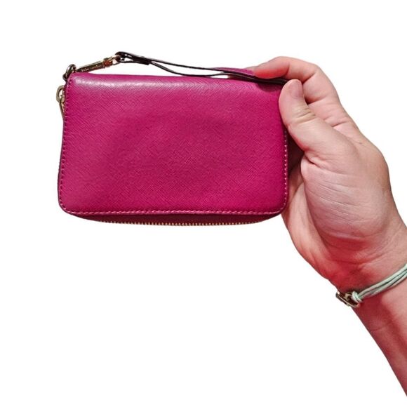 Michael Kors Leather Pink Zip-around Wristlet Wallet - Picture 2 of 16